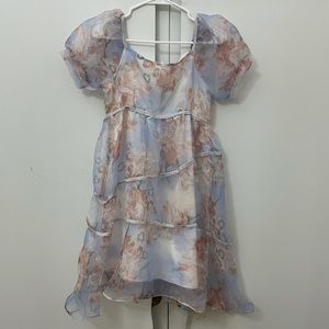 Chiffon Angel Print Cottagecore MIDI Dress